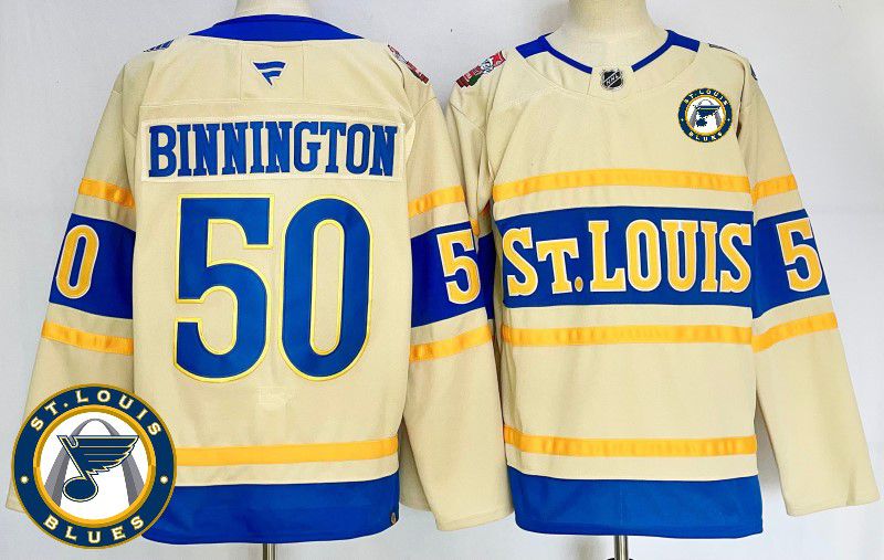 Men St.Louis Blues #50 Binnington Cream Fanatics 2025 NHL Jersey style 4->st.louis blues->NHL Jersey